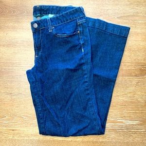 J Crew wide leg mid rise jeans in medium dark wash
